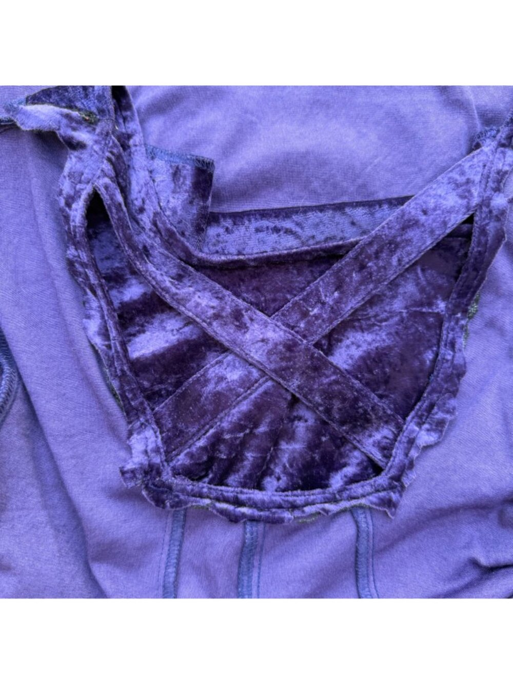 Vintage 90s Purple Crushed Velvet Skater Mini Dress - Picture 10 of 10